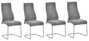HOMCOM Conjunto de 4 Cadeiras de Sala de Jantar Estofadas em Veludo com Assento Acolchoado e Pés de Metal 45x61x98cm Cinza | Aosom Portugal