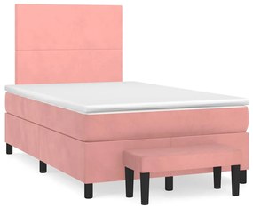 Cama boxspring com colchão 120x190 cm veludo rosa