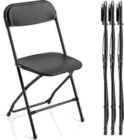 Conjunto de 4 Cadeiras de Jantar Dobráveis (MESA NÃO INCLUIDA), 44 x 49 x 80 cm, Encosto Inclinado, Preto