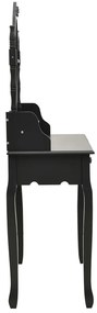 Conj. toucador com banco 75x69x140 cm madeira paulownia preto