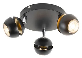 Spot moderno 3-light black com interior dourado - Buell Deluxe Moderno