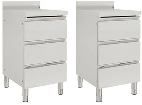 Armários p/ cozinha comercial c/ 3 gavetas 2 pcs aço inoxidável