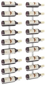 Garrafeira de parede para 9 garrafas 2 pcs ferro branco