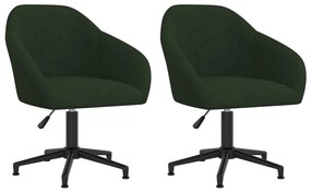 Cadeiras de jantar giratorias 2 pcs veludo verde-escuro