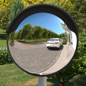 vidaXL Espelho convexo para trânsito externo preto Ø60 cm policarbonato