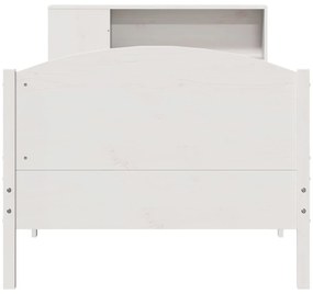 Cama com estante sem colchão 90x200 cm pinho maciço branco