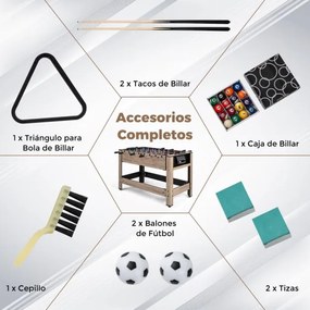 Mesa de Jogos matraquilhos e  Mesa de bilhar 124 x 60,5 x 81 cm rotativa 2 em 1 Preto e castanho