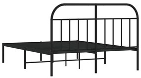 Estrutura de cama em metal com cabeceira 150x200 cm preto