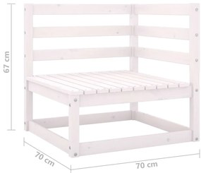 Sofás de canto para jardim 2 pcs madeira de pinho maciça branco