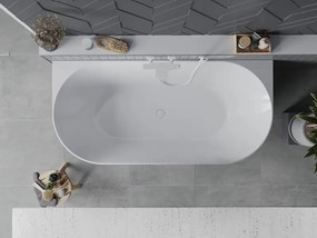 Mexen Oval Slim banheira independente encostada à parede 170 x 80 cm, branca, transbordamento branco - 52661708000-20
