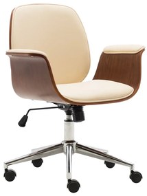 Cadeira de escritório madeira curvada e couro artificial creme