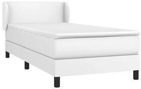 Cama com molas/colchão 90x190 cm couro artificial branco