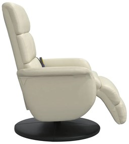 Cadeira massagens reclinável c/apoio pés couro artificial creme