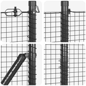 Conjunto de Postes de Cerca Conjunto de 2 Cinza Metal 25 x 1,5 m
