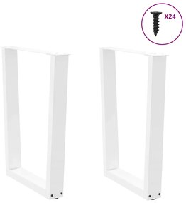 Mesa de jantar pernas 2pcs forma de V 60x(72-73,3)cm aço branco