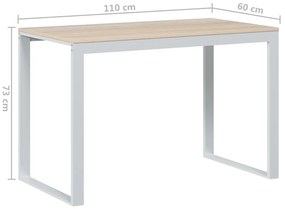 Secretária computador 110x60x73cm contraplacado branco/carvalho