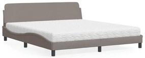 vidaXL Cama com colchão 180x200 cm tecido castanho-acinzentado
