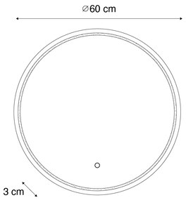 Espelho de banheiro moderno de 60 cm com LED e dimmer de toque - Sebas Moderno