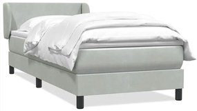 Cama com molas/colchão cinzento-claro 80x220 cm veludo