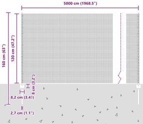 Cerca de Fio Soldado com 44 Postes U Cinza 1.2x50 m Aço