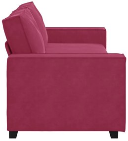 Sofá de 3 lugares veludo 180 cm vermelho tinto