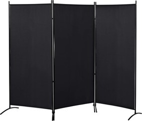 HOMCOM Biombo de 3 Paineis Separador de Ambientes Dobrável Biombo de Privacidade com 6 Pés de Metal 253x50x182 cm Preto | Aosom Portugal