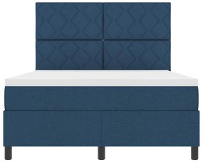 Cama Box com Colchão e LED Azul 140x200 cm Tecido