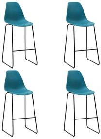 vidaXL Cadeiras de bar 4 pcs plástico turquesa