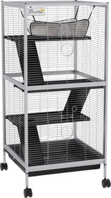 PawHut Gaiola para Furões 52x52x113,5 cm Gaiola para Roedores com Rodas 2 Portas 3 Rampas Rede Suspensa Branco | Aosom Portugal