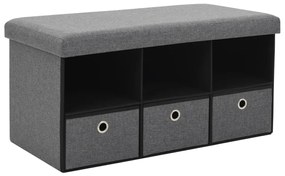 vidaXL Banco arrumação dobrável linho falso 76x38x38cm cinzento escuro
