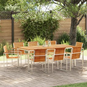 Conjunto de Jantar para Jardim vidaXL de 9 Peças em Madeira de Teca Maciça