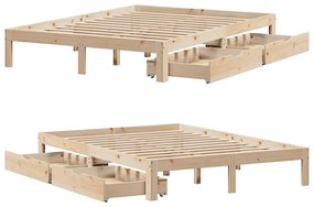 Estrutura de cama c/ gavetas 140x200 cm madeira de pinho maciça