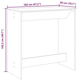 Mesa de bar 102x50x103,5 cm derivados de madeira branco