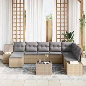 Conjunto de Sofá de Jardim de 9 Peças com Almofadas em Rattan Sintétic