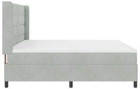 Cama Box com Colchão e Luz LED Cinza Claro 200x200 cm Veludo