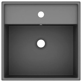 Lavatório luxuoso quadrado 41x41 cm cerâmica cinza-escuro mate