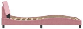Estrutura cama c/ cabeceira sem colchão 90x200 cm veludo rosa