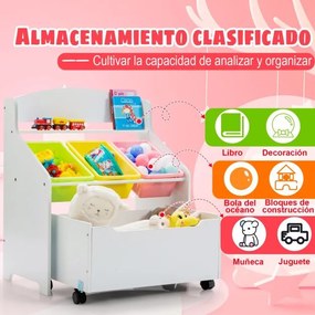 Organizador de livros e brinquedos para crianças com 3 caixas para jardim de infância e educação em casa 63,5 x 38 x 76 cm  Branco
