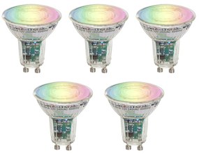 Conjunto de 5 Lâmpadas LED GU10 Smart 50 Brilhante RGBW 4.5W 350 lm 2700-6000K