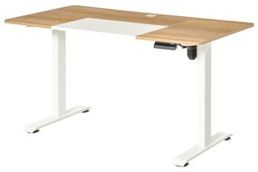 Secretária Elétrica de Pé com Ajuste Elétrico de Altura e 4 Teclas de Memória para Casa 140x70x72-116 cm Branco e Natural