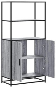 Armário alto 68x35x139 cm madeira e metal cinza sonoma