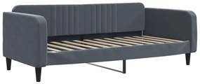 Sofá-cama com gavetão 100x200 cm veludo cinzento-escuro