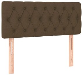 Cama box spring c/ colchão/LED 120x200cm tecido castanho-escuro