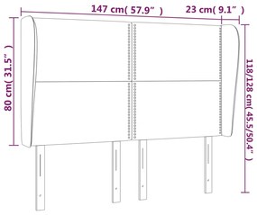 Cabeceira cama c/ abas veludo 147x23x118/128 cm cinzento-escuro