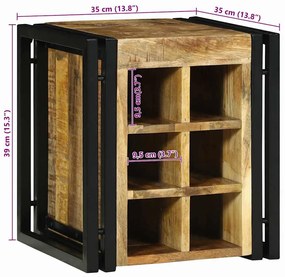 Rack de Vinho 34,5 x 35 x 39 cm Madeira Sólida de Mangueira Rústica