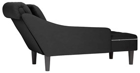 Chaise lounge c/ almofada/apoio de braços direito veludo preto