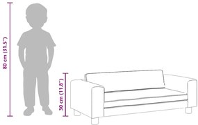 Sofá infantil com apoio de pés 100x50x30 cm veludo castanho