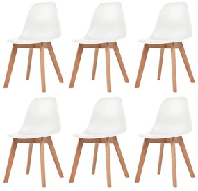 vidaXL Cadeiras de jantar 6 pcs plástico branco