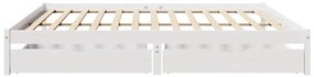 Cama sem colchão 200x200 cm madeira de pinho maciça branco