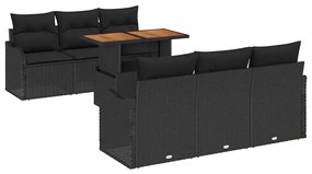 Conjunto de Sofá de Jardim de 7 Peças com Almofadas em Rattan Sintétic